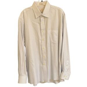 Peter Millar Shirt Men's Adult Size Large (17) Light Blue Striped Long Sleeve